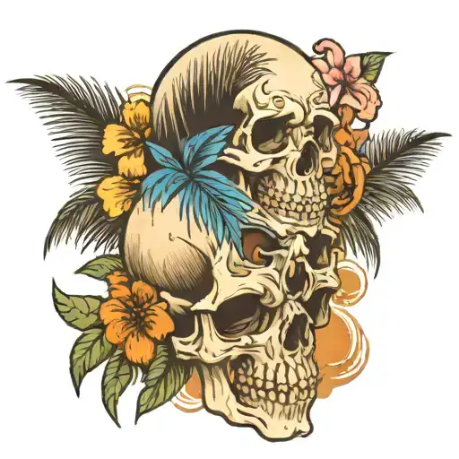 Skull With Palm Tree