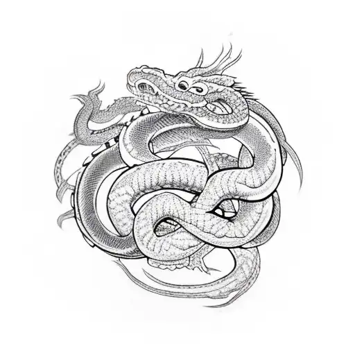 Ouroboros Snake And Dragon