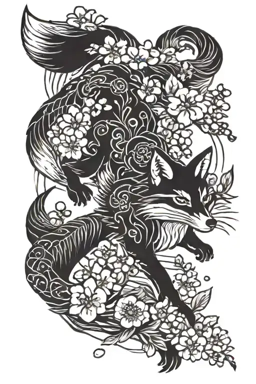 Cherry Blossoms Fox Surrounded