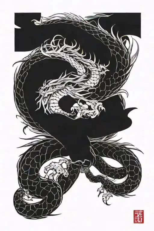 Dragon On The Back Without Color