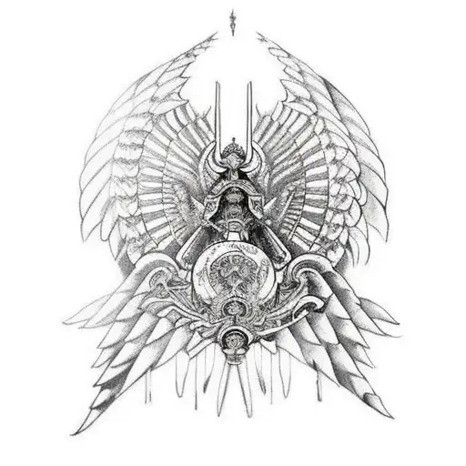 Archangel Chamuel As A Majestic Warrior With Intricate Armor And Wings