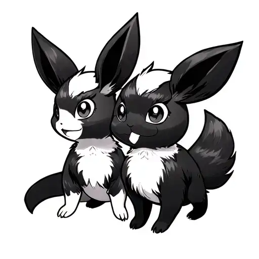 Cinccino And Minccino Pokemon And Fluffy Black And White