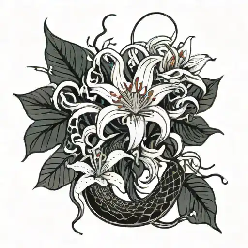 Spider Lily Flowers With Snakes