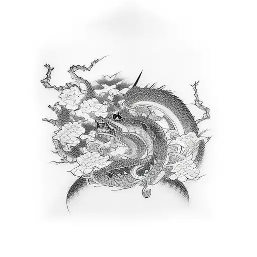 Japanese Oriental Full Arm Black And White