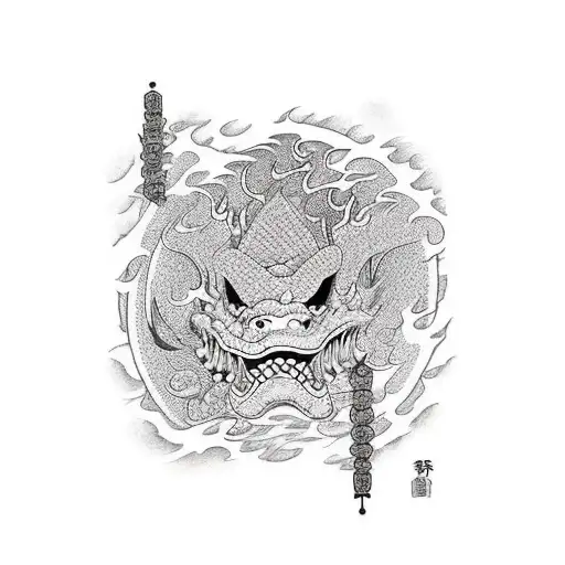 Door Open With Fire And Monster