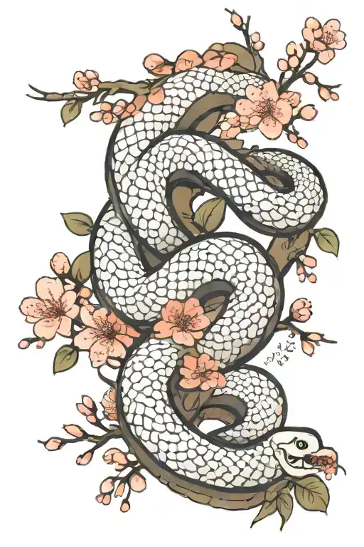 Cherry Blossom Tree Japanese Snake Wrapped
