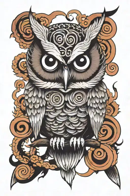 3 Eyed Owl With Spiral Ram Horns