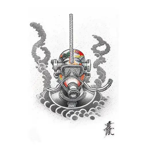Warrior Diver With A Diving Helmet