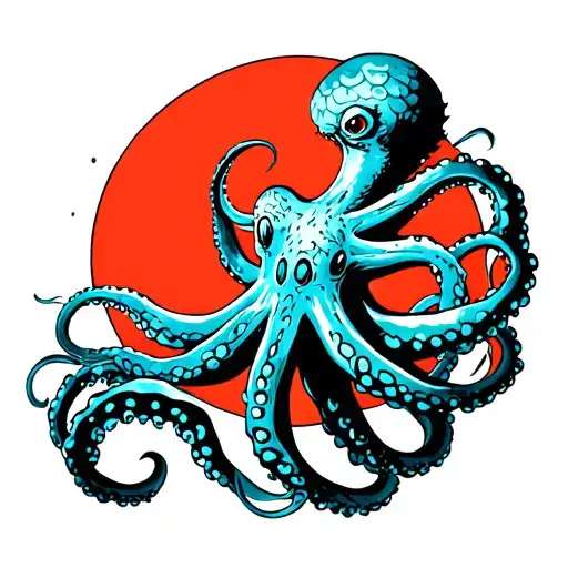 Octopus With Rising Sun Skin Acting As Atlas Fighting Off Liars