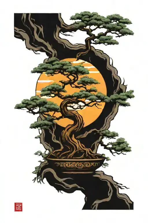 Sun With Bonsai Tree