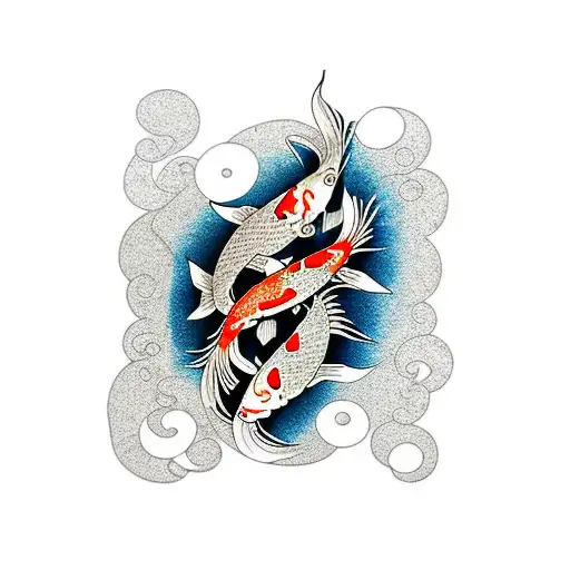 2 Koi Fish In A Pond