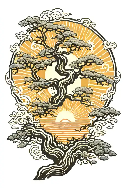 Sun With Japanese Tree
