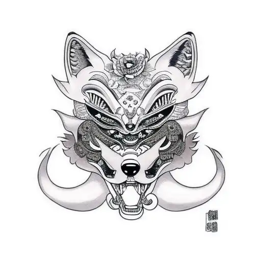 Fox With Hannya Mask