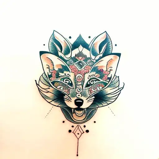 Medium Lotus Next To Calm Fox