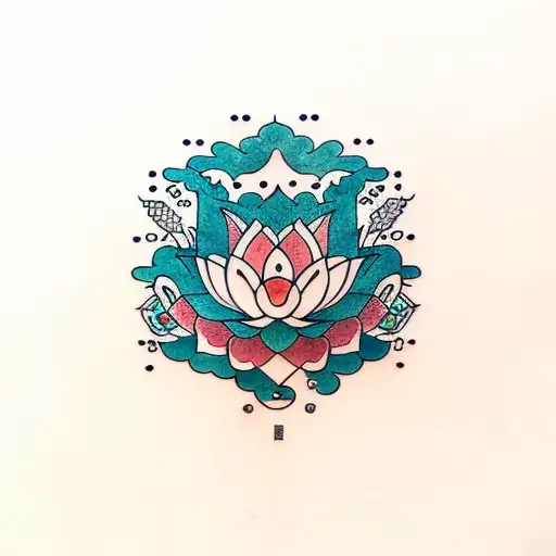 Medium Lotus Next To Calm Fox