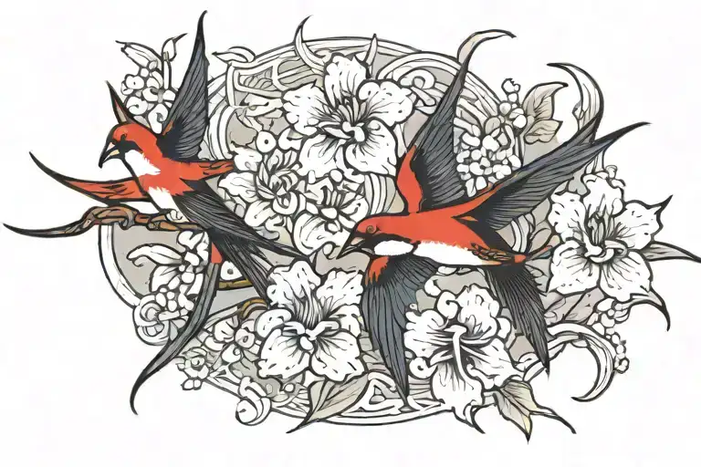 Swallow And Orchid