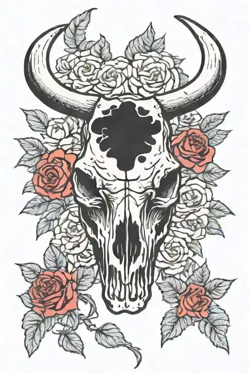 Cow Skull With Roses