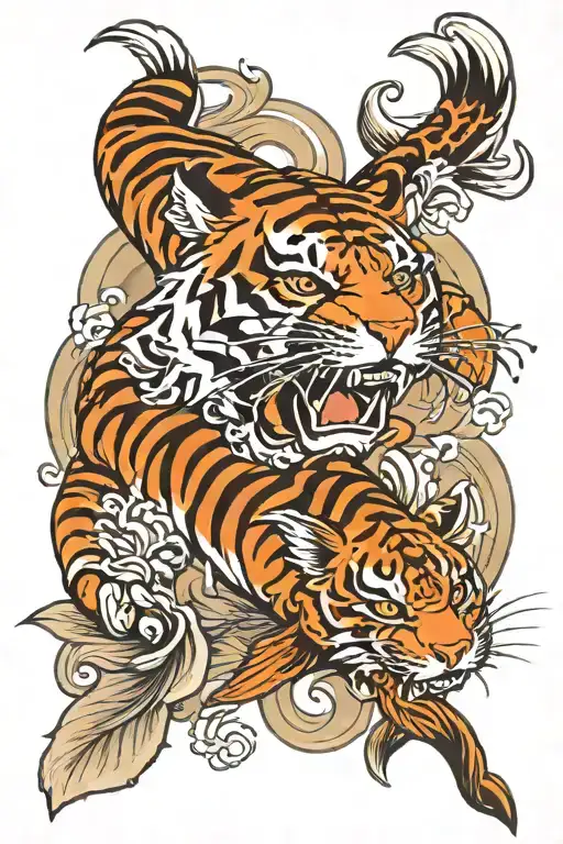 Tiger And Koi Fish