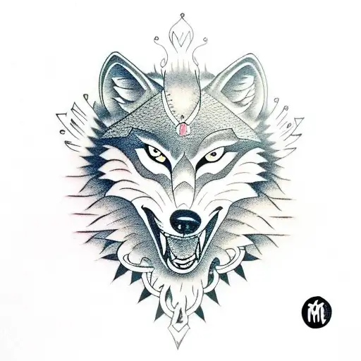 A Wolf With Chains With The Letter M