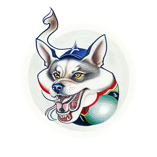 Chinese Fu Dog Holding A Seattle Mariners Logo Ball