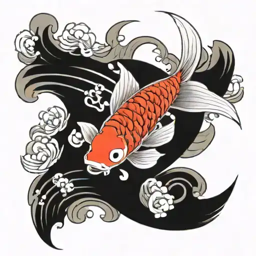Carpe Koi Fish With Waves
