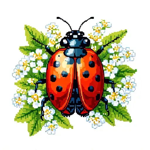 Ladybug Cross Stitch Babys Breath Flower