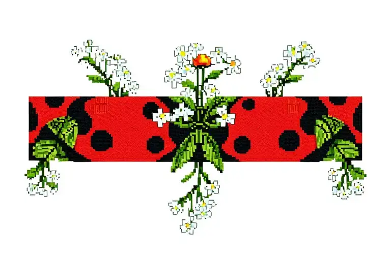 Ladybug Cross Stitch Babys Breath Flower Turtle Swimming Gracefully