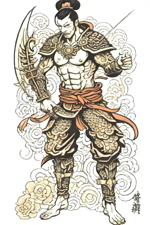 Warrior Leg Sleeve Tattoo Design