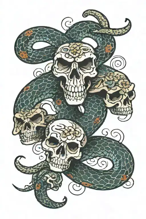 Snake And Skulls