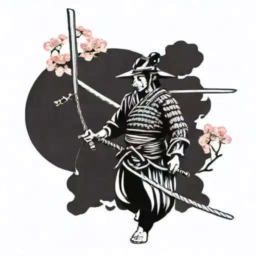 Samurai And Cherry Blossom