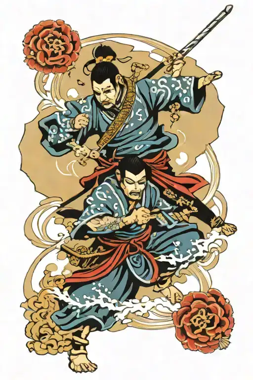 Samurai Warrior Battling