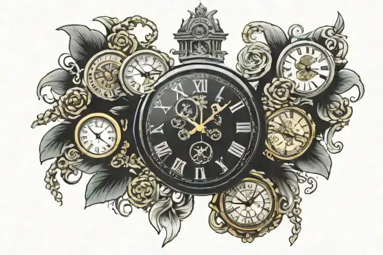 Money Falling And Time Clock