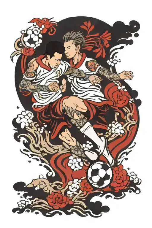 Player And Soccer Player Kicking