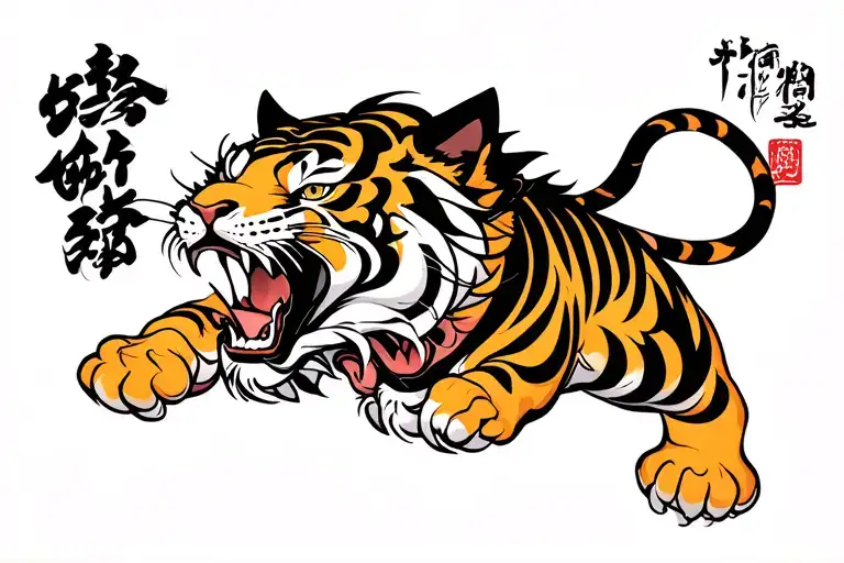 Fighting Tiger Roaring