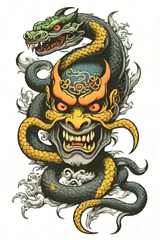 Oni And Snake Wrapped