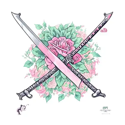 Breast Cancer Ribbon With A Sword Going Through It