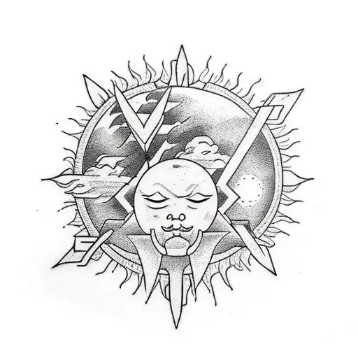Sun And Moon With Arrow Forearm