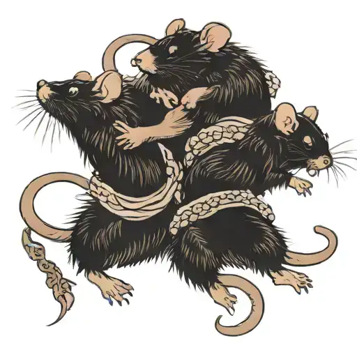 Four Rats Dancing In Line