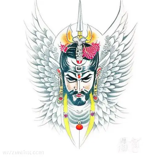 Trishul With Angel Wings