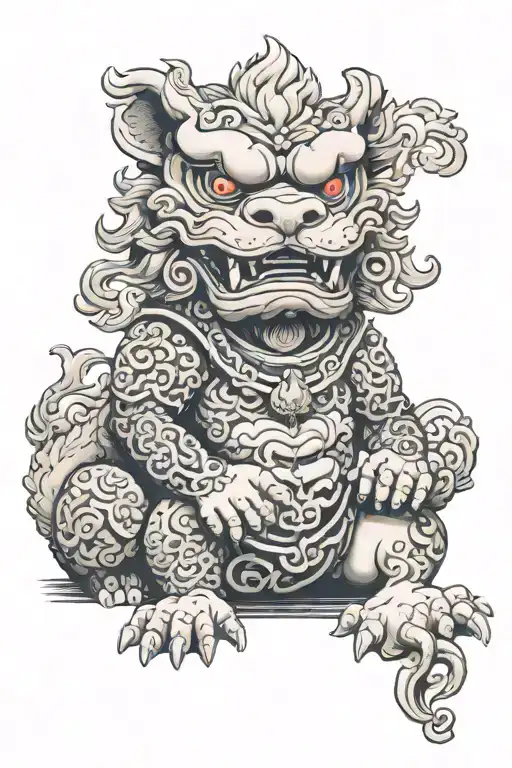 Foo Dog And Karuma Doll Sat Inbetween