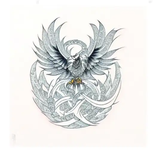 Phoenix With Infinity 8 Loop Alpha Omega