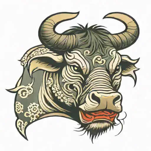 Bull With A Scar On The Face