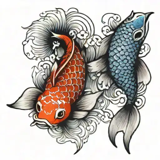 Yin And Yang In The Form Of 2 Koi Fish With Scales