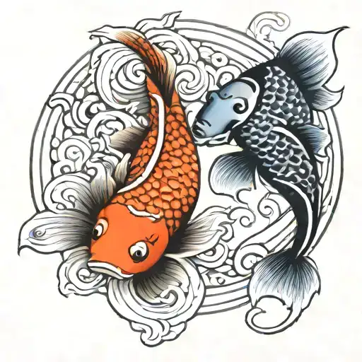 Yin And Yang In The Form Of 2 Symmetrical Koi Fish