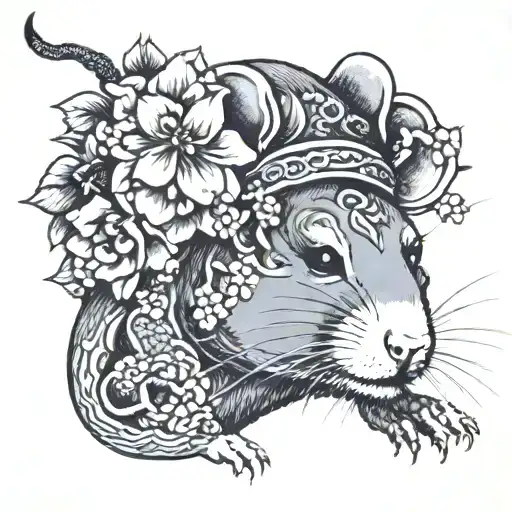 Rat In A Flower Crown