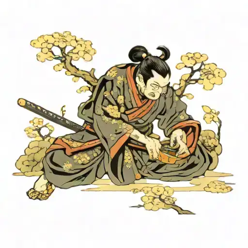 Kneeling Samurai Leaning