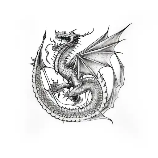 Red Dragon With Lightning