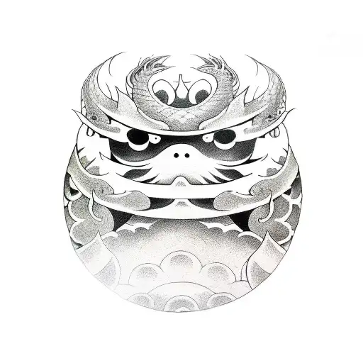 Daruma Doll And Dragon