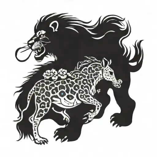 Lion Eating A Giraffe