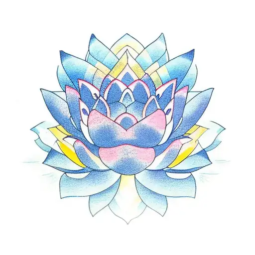 Lotus Flower Intertwined With The Number 7